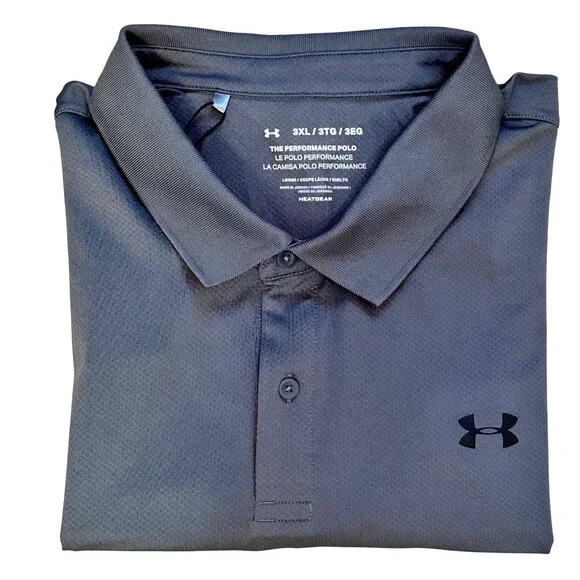Under Armour Mens Gray 3XL Performance Polo Shirt HeatGear Loose Fit Stretch NWT - Picture 3 of 13